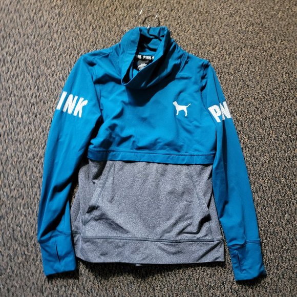 PINK ULTIMATE BY VICTORIA'S SECRET TEAL AND GREY PULLOVER SIZE MEDIUM - Picture 15 of 16